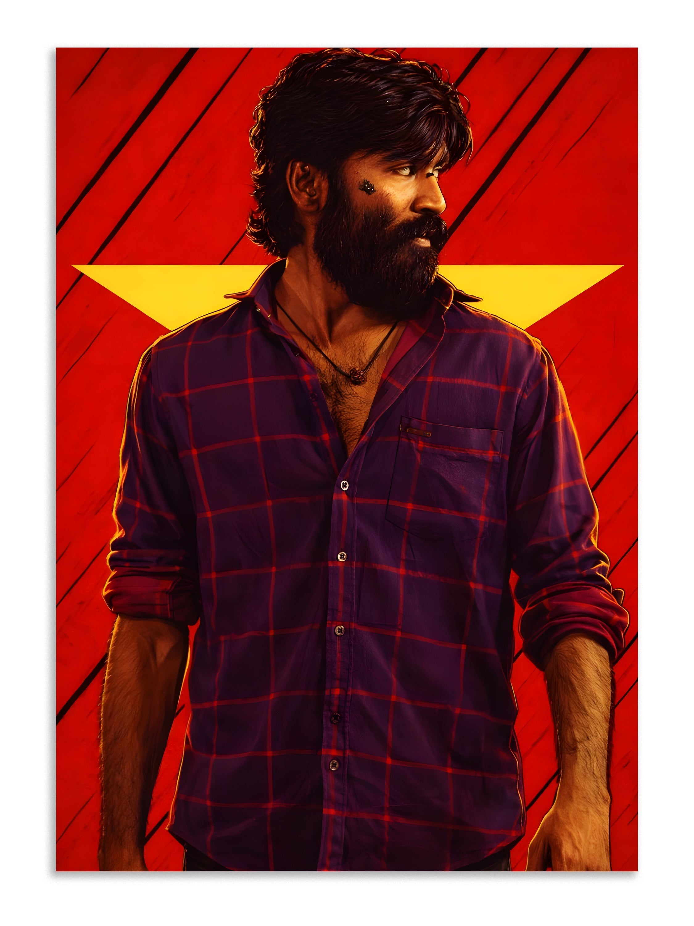 Dhanush Bold Red Portrait Poster Lazywalls